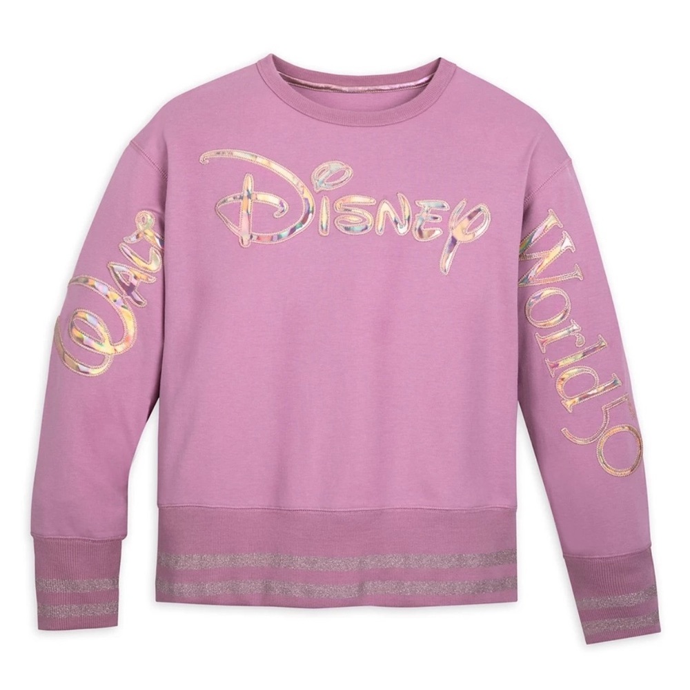 Disney World 50th anniversary pink and gold iridescent sweater, S, NWT